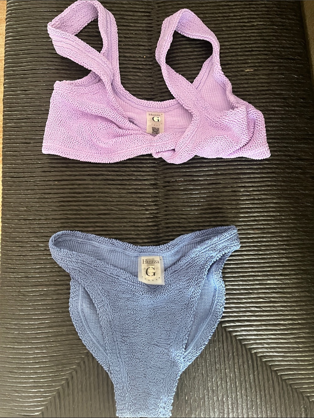 Hunza G Lilac Top with Periwinkle Blue Bottom OS Swim Set - Pristine